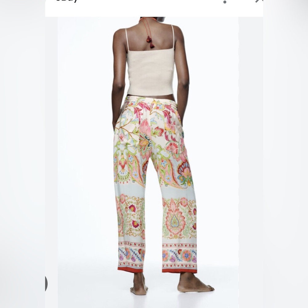 Zara Printed Pijama Style Pants. New.with Tags. - Picture 3 of 7